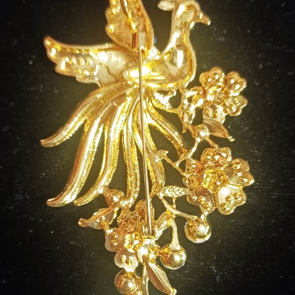 This Is a Colorful Rhinestone Peacock or Phoenix Brooch. - Picture 3 of 5